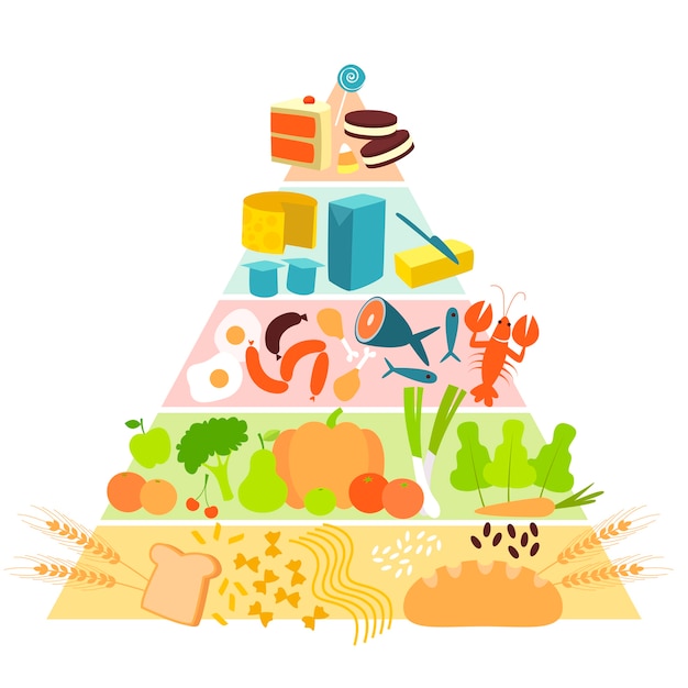 Free vector food pyramid design nutrition concept