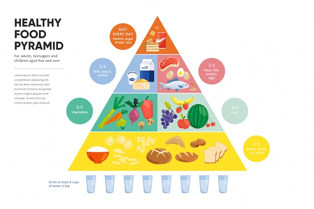 Free vector food pyramid nutrition concept