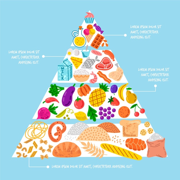 Free vector food pyramid with essentials