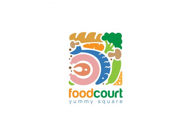 食品セット広場ロゴフラットアイコン