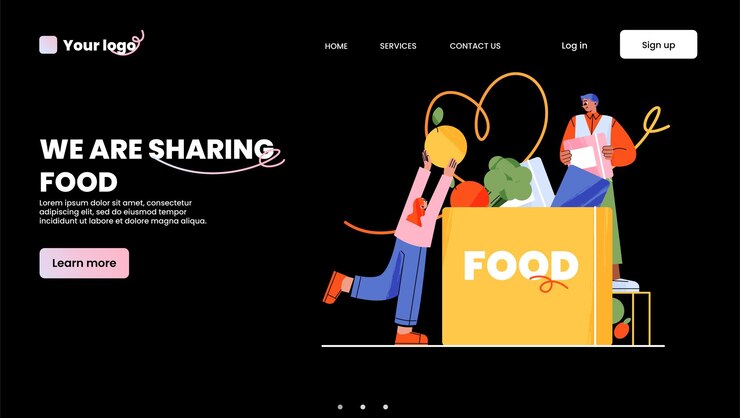 Free Vector food sharing landing page template