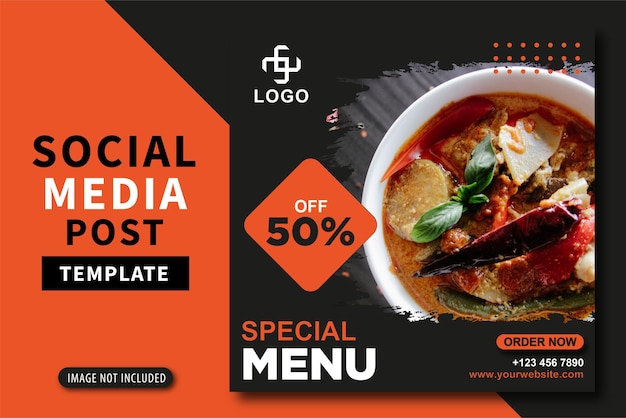 Food social media promotion and instagram banner post design free vector