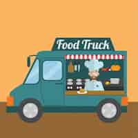 Vettore gratuito food design camion sfondo