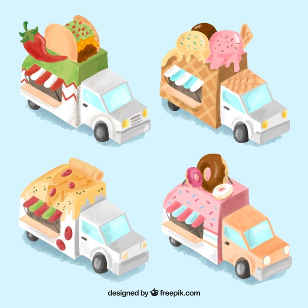Food truck collectiion with isometric perspective