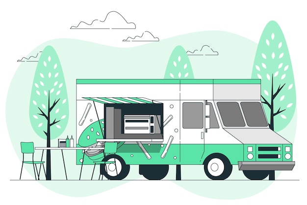 Vettore gratuito illustrazione del concetto di camion di cibo