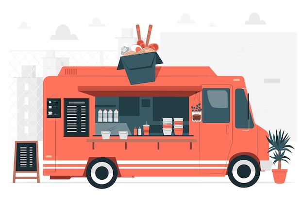 Free vector food truck concept illustration