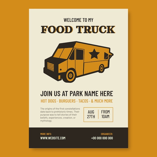 Free vector food truck flyer template