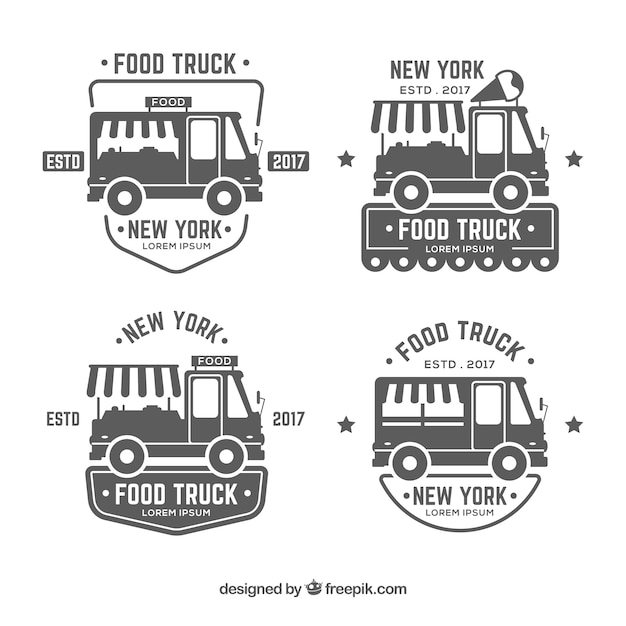 Free vector food truck label collection