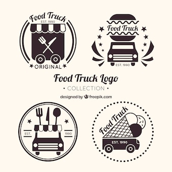 Food truck logo collection with classic style Free Vector