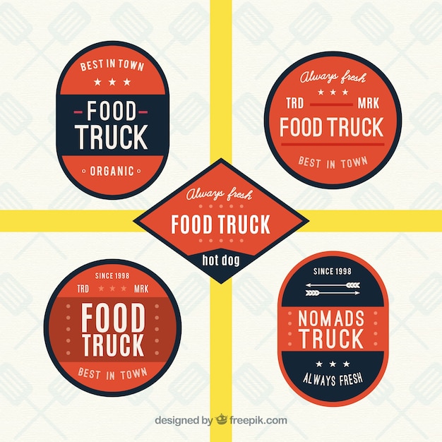 Free vector food truck logos in retro style
