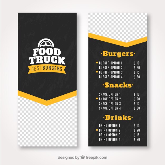 Food truck menu with geometric lines