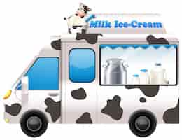 Free vector food truck selling milk ice-cream