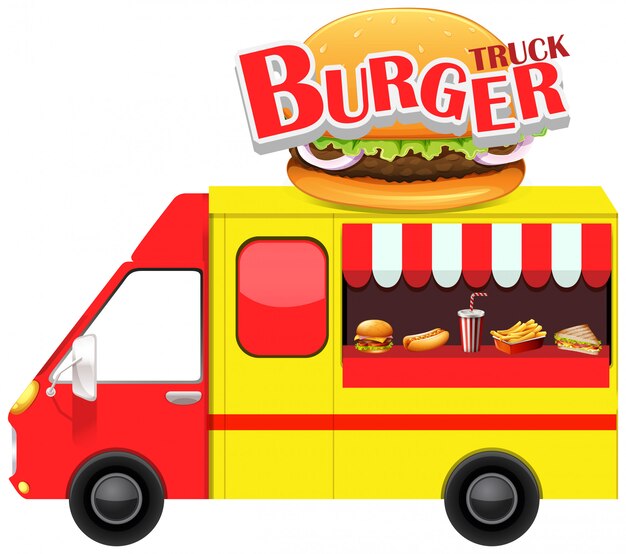 Продовольственный грузовик с гамбургером и другим фастфудом