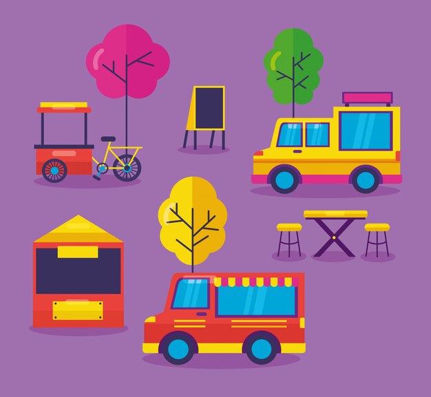 Food trucks festival flat design