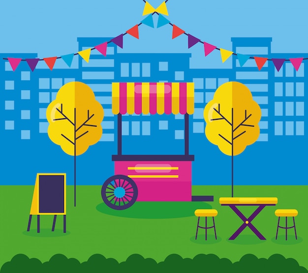 Food trucks festival flat design