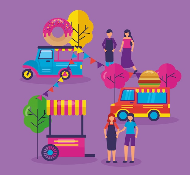 Food trucks festival flat design