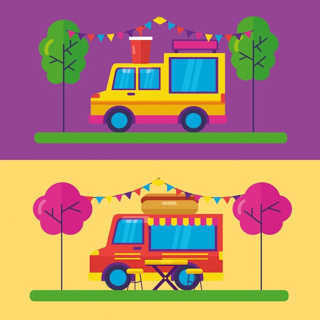 Food trucks festival flat design