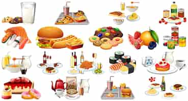 Free vector foods and beverages set