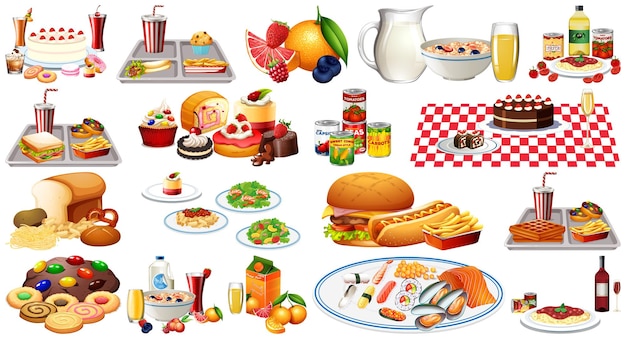 Foods and beverages set