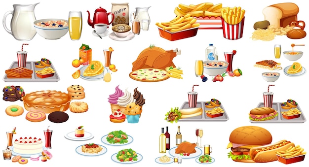 Free vector foods and beverages set