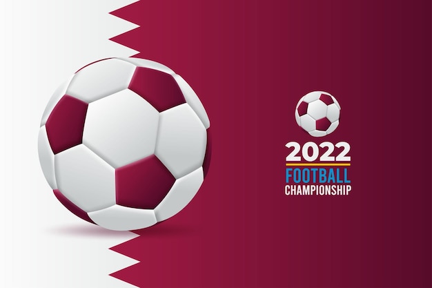 카타르의 국기와 함께 축구 공