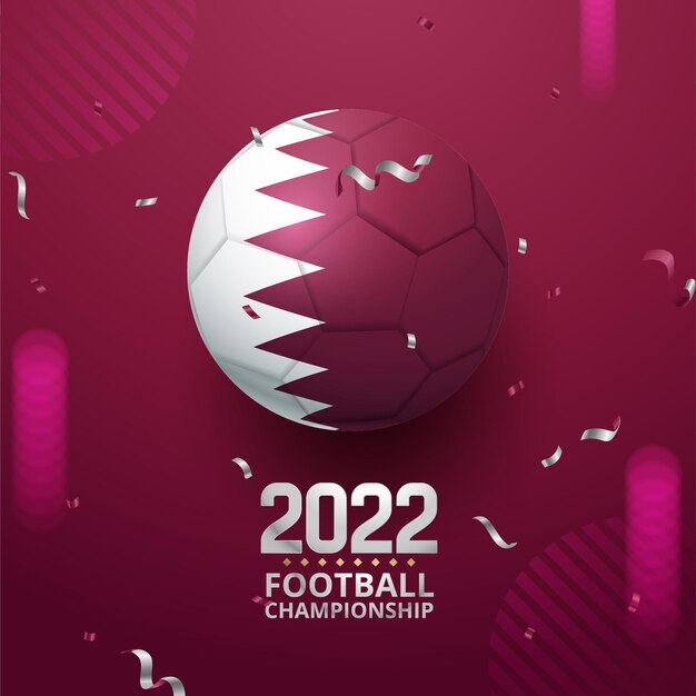 Football ball with the national flag of qatar