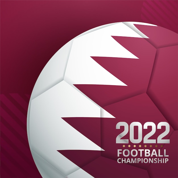 Vettore gratuito pallone da calcio con la bandiera nazionale del qatar