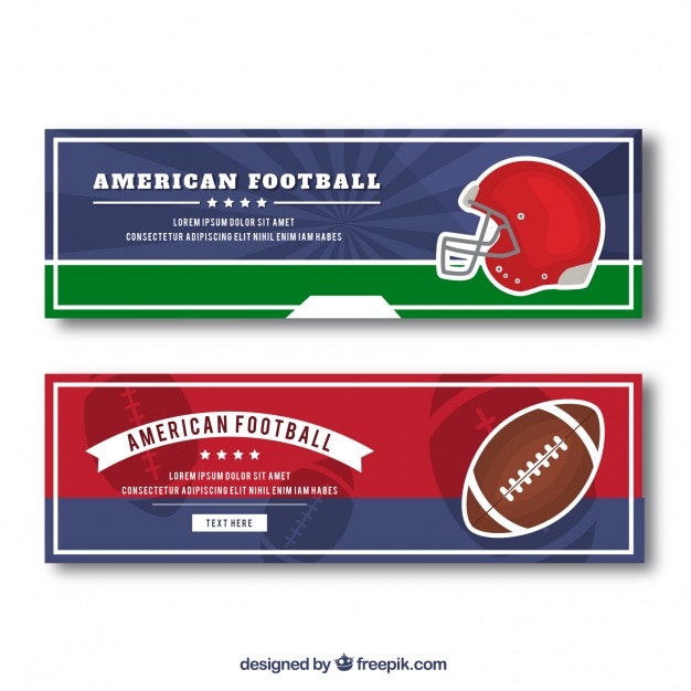 Free vector football banners with helmet and ball