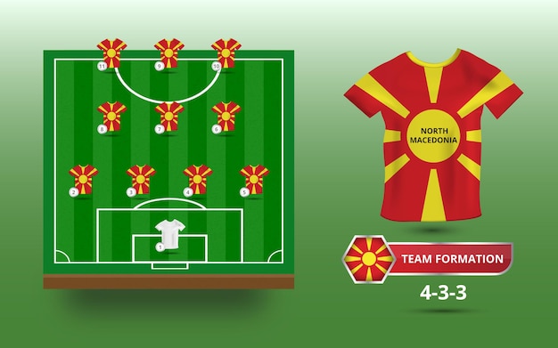 Football field with team formation   illustration