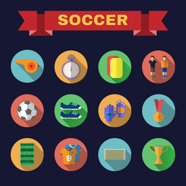 Vettore gratuito collezione di icone di calcio