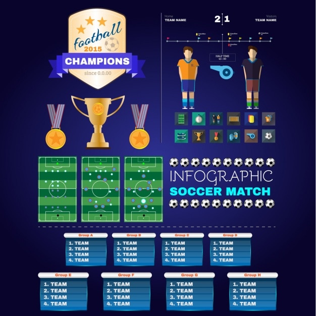 Vettore gratuito elementi di calcio infographic