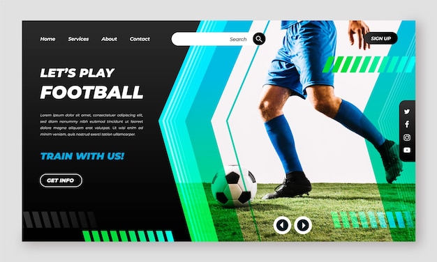 Free vector football landing page template