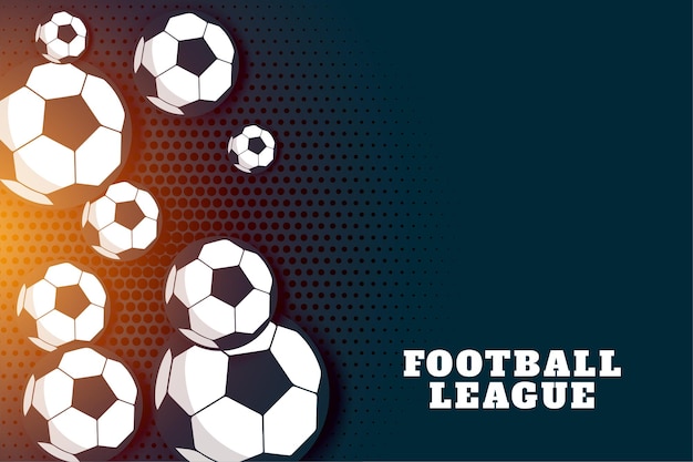 Бесплатное векторное изображение Фон футбольной лиги с множеством футбольных мячей