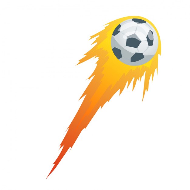 スポーツエンブレム ロゴデザインの黒と白のモーショントレイルとサッカーまたはサッカーボール 湾曲したカラーモーショントレイルイラストのコレクション サッカーボール プレミアムベクター