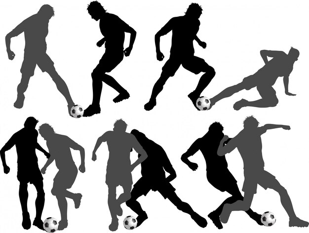 Free vector football player silhouettes set