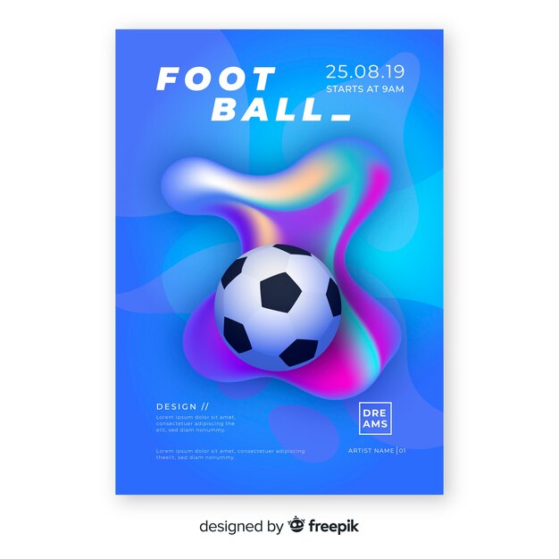 Football poster template with fluid shapes