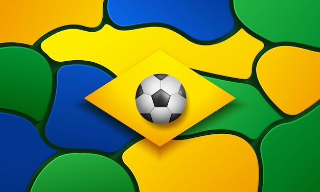 Free vector football soccer background in the colors of the national flag of brazil