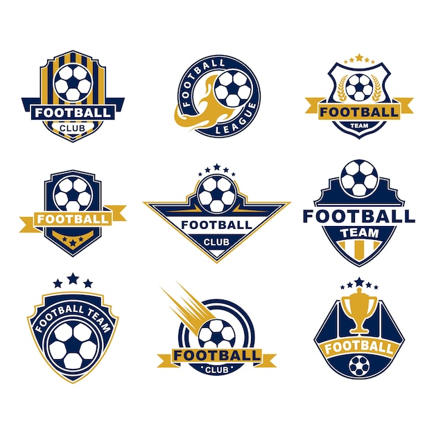 Football team or club flat labels set