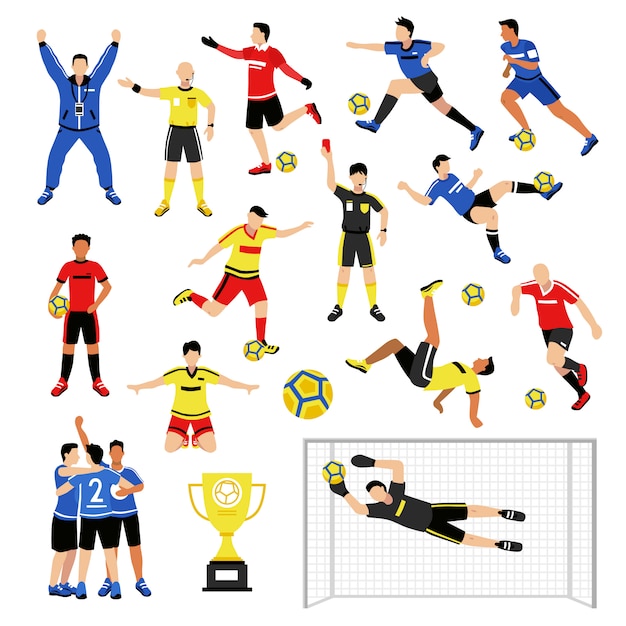 Бесплатное векторное изображение Набор членов футбольной команды