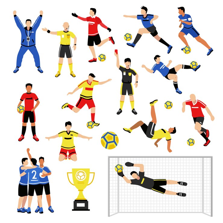 無料Vector サッカーチームメンバーセット