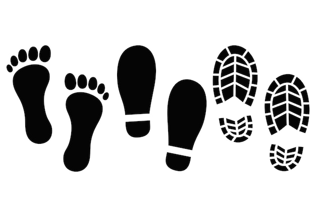 Vettore gratuito scarpa e piede dell'avvio delle impronte