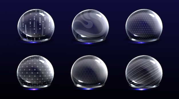 Force shield bubbles, various energy glow spheres