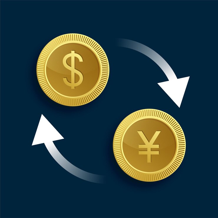 Free Vector foreign exchange dollar to yen golden symbol background