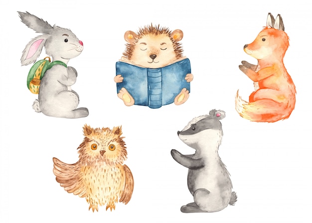 水彩のかわいい森の動物イラスト集 プレミアムベクター 水彩のかわいい森の動物イラスト集 プレミアムベクター