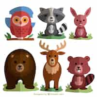 Free vector forest animals set in flat design