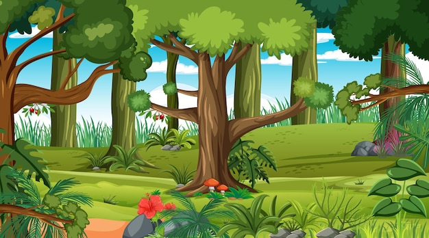 Free vector forest at daytime landscape scene