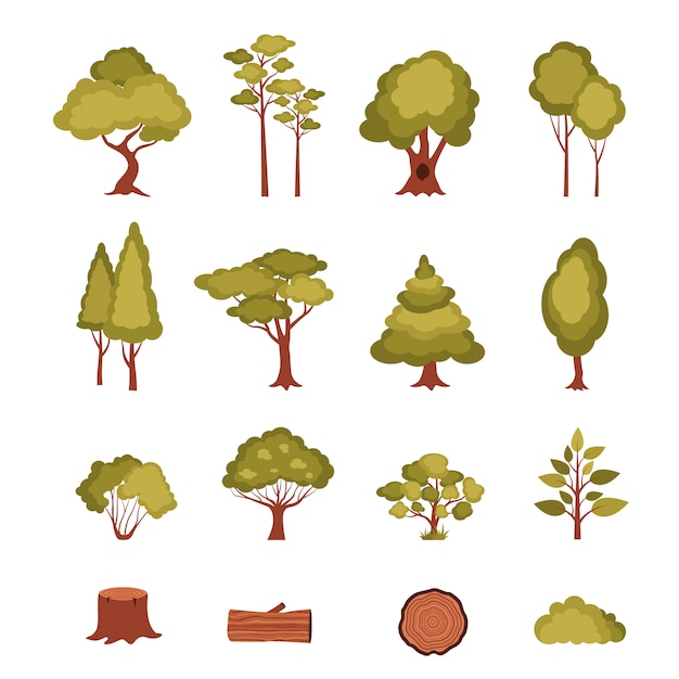 Бесплатное векторное изображение Набор элементов леса