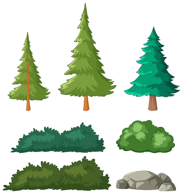 Free vector forest flora vector illustration set