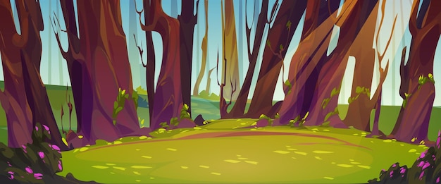 Лесная поляна мультфильм природа фон пейзаж
