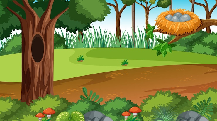 Free Vector forest landscape scene at day time